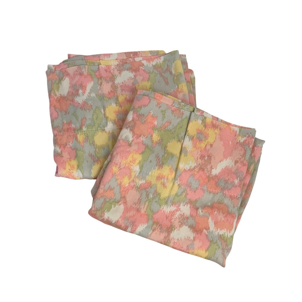 Pillowcase Set of 2 Standard Watercolor Ikat Pink Rayon Boho Vibrant Artistic
